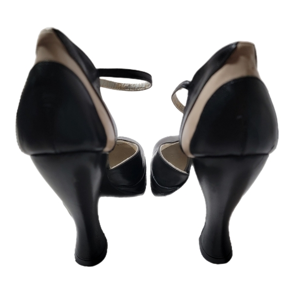 Baci Italian Platform Colorblock  Black /Tan  Leather Women's Size 8 Mary Janes - Picture 5 of 7